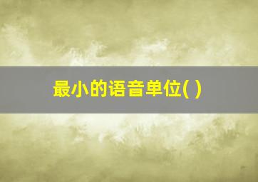 最小的语音单位( )